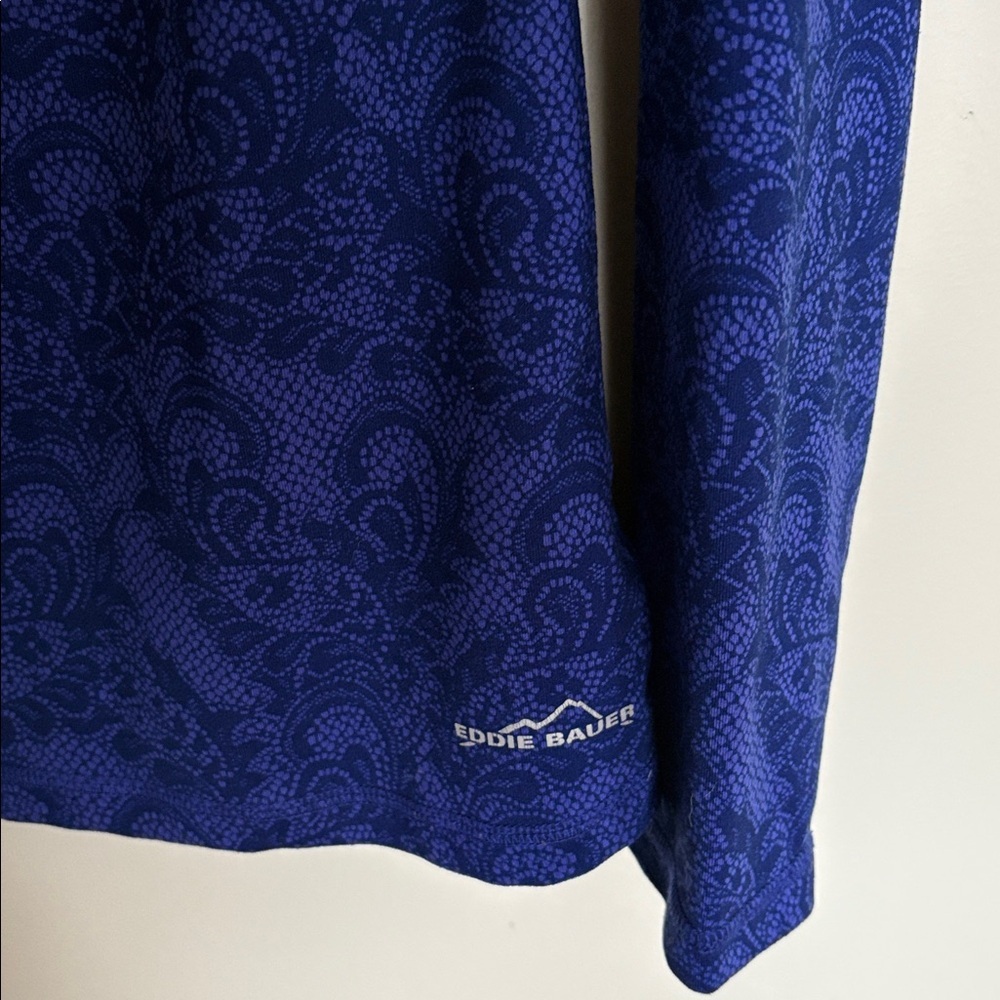 Eddie Bauer Women’s Quarter Zip Pullover Blue/Purple Pattern Size L - Picture 4 of 8